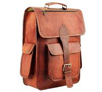 HULSH Sac à dos en cuir véritable de 40.6 cm pour homme et femme,Sac à dos en cuir pour ordinateur portable,Sac à dos en cuir pour homme parfait pour un usage quotidien, Large, Ordinateur portable
