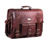 HULSH Sac messager en cuir pour homme - Sac à bandoulière vintage pour ordinateur portable - Sacoche en cuir marron rembourré de 18 pouces, marron, 18 Inch, Double diamant