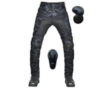 HULUV Pantalon Moto Camouflage Pour Homme, Pantalon Moto Anti-chute Coupe Slim Respirant En Mesh, Avec Coussinets Protection CE Amovibles (Color : Blue, Size : XL)