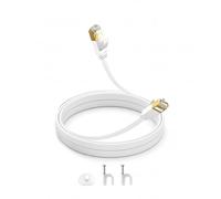 HuLuWa Câble Ethernet Plat Cat7 1m, RJ45, Blanc