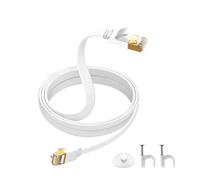 HuLuWa Câbles Ethernet 1M,TPE Plat Câble de Réseau Haute Vitesse Gigabit RJ45 plaqué or, pour Commutateur,Routeur,Modem,Panneau de Brassage,PC (Blanc)