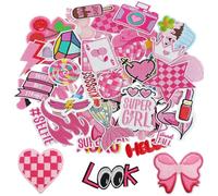 Hulvyzu 43 PCS Ecusson Thermocollant, Ecusson a Coudre Patch Thermocollant Vetement Patchs pour Broderie Écussons Brodés à Repasser Sur le Thème Rose pour Jeans Chemises Chapeaux Chaussures Sacs