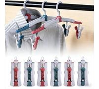 Hulvyzu 8 PCS Cintres de Voyage Pliable, Cintre Pliant en Plastique Cintres Pliables avec Clip Cintre Pliant pour Vetement Rotation à 360 ° pour Maison, Hôtel, Camping -Rouge et Bleu