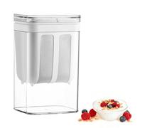 Hulvyzu Passoire à Yaourt 1100 ML Passoire à Fromage avec Couvercle Filtre à Lactosérum Réutilisable Séparateur de Lactosérum Lavable Passoire Yaourtière pour Lait Noix Soja Jus (Blanc)