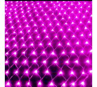 HULX Filet Lumineux Exterieur, 3mx2m 200LED Guirlande Lumineuse Solaire Chaîne Légère de Fée de Maille de Clôture de Balcon de Lumière Nette de Patio D'arrière-cour Imperméable (Rose)