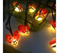 HULX Guirlandes Solaires Extérieures, Lumière Solaire de Coccinelle Coléoptère String Light Insecte Solaire Extérieur String Light étanche (5M 20LED)