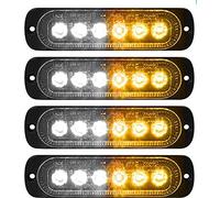 HULX Indicateurs Latéraux LED, 4 Pièces 6 LED Feux de Gabarit de Voiture Indicateurs Latéraux de Voiture Feux 12V 24V Feu Latéral Arrière Avant (Blanc + Jaune)