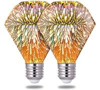 HULX Lot de 2 ampoules 3D pour feux d'artifice E27 AC 85-220 V 4 W Edison rétro étoilée décorative pour la maison des fêtes (diamant)