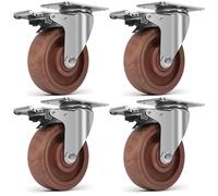 Humagineer 100mm Roulette Pivotante Résistantes à La Chaleur, 800kg Capacité de Charge, 360° Roulettes pour Meubles Avec Frein, Roulette Charge Lourde Idéales pour Chariots de Four, Lot de 4