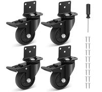 Humagineer 75mm Roulettes Charge Lourde avec Plaque de Montage en L, Silencieuses et Souples, Roulettes pour Chariot avec 4 Freins Capacité 450kg, Roulette Pivotante pour Table, Armoire,Lit Bébé,Noire