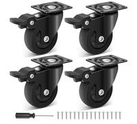 Humagineer Roulettes Charge Lourde avec Frein 50mm Capacité 270kg, Roulettes pour Meubles Petites Noires, Roulette Pivotante Silencieuse pour Table, Armoire, Lit Bébé, Roulette en Caoutchouc, Lot de 4