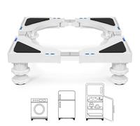 Humagineer Support Machine à Laver avec 4 pieds rembourrés verrouillables, Réglable Largeur 40-62cm et Hauteur 10-12.5cm, Socle Lave Linge Charge 200KG, Bases de Réfrigérateur et Sèche-Linge, Blanc