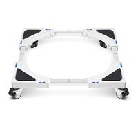 Humagineer Support Machine à Laver Réglable en Largeur 40-60cm, Socle Lave Linge Charge 200KG, Bases de Réfrigérateur et Sèche-Linge avec 4 Roues de Blocage, Anti-Vibration, Réduction du Bruit, Blanc