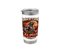 Humain par hasard Alpha par choix Loup-garou Halloween Loup Gobelet isotherme en acier inoxydable double paroi