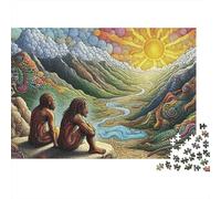 Humains Primitifs Vue Vallée Puzzle 1000 Pièces Papier pour Adultes Relaxation Décor Maison Cadeau 38x26cm/1000pcs