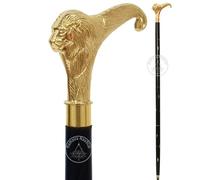 Humaira Nautical Canne de marche en laiton massif avec poignée en forme de tête de lion - Style vintage - Fabriquée à la main