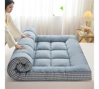 HUMAJORY Matelas de Sol Japonais, Matelas Futon Épais, Matelas de Couchage, Matelas Pliable Enroulable for Dortoir, Coussin de Sol, Oreiller de Lit(Blue,180x200cm)