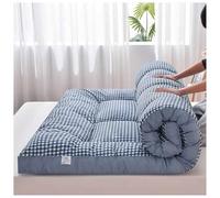 HUMAJORY Matelas Futon Pliable, Matelas de Sol de 7 Cm D'épaisseur, Tatami Japonais Doux et Portable, Taille Double, Simple, Queen Size, Rangement Facile(Blue Plaid,120x190cm)
