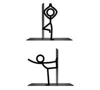 Human Bookends Set, Metal Shelf Divider Stopper, 6.9x1.18x5.9 Inch Black Book Support with Strong Hold, Steel Bookend Pair, Decorative Shelf Organizer with Modern Design, Home Office Storage for Books