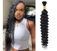 Human Braiding Hair Deep Wave Tissage Cheveux Naturels Curly Bundles Human Hair for Boho Braids Bresilien Meches Tissage Bouclé Naturel Cheveux Humain 18 Pouces 50g Couleur Naturelle Noir