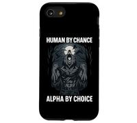 Human by Chance Alpha by Choice Cool Alpha Wolf Inscription Humoristique Coque pour iPhone SE (2020) / 7/8