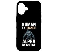 Human by Chance Alpha by Choice Cool Funny Alpha Wolf Meme Coque pour iPhone 16
