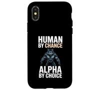 Human by Chance Alpha by Choice Cool Funny Alpha Wolf Meme Coque pour iPhone X/XS