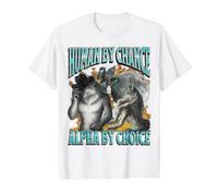 Human by Chance Alpha by Choice Funny Werewolf Meme Bootleg T-Shirt Graphique avec Valeur, Homme, Blanc, S