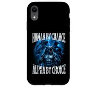 Human by Chance Alpha by Choice Weird Funny Alpha Wolf Meme Coque pour iPhone XR
