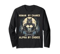 Human by Change Alpha by Choice Funny Wolf Meme pour Hommes, garçons et Enfants Manche Longue