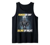 Human By Day Sigma By Night Cool Funny Wolf Sigma Alpha Meme Débardeur