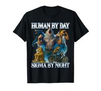Human By Day Sigma By Night Funny Alpha Wolf Meme Homme Femme T-Shirt