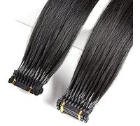 Human hair,22in/55cm,Extensions de Cheveux Humains 6D, Can Perm Dye, Extensions de Cheveux Naturels Droits, Extensions de Cheveux 6D Pré-Collées No Trace for 6D Extensions Tool, 50G Noir