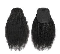 Human Hair Afro Kinky Curly Drawstring Ponytail for Black Women Afro Puff Pony tail Extension Pour un usage quotidien(Black,16“)