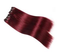 Human Hair Bundles Straight Hair 4 Bundles Deal 190 Grams Per Packet Human Hair Remy Extension Installation et enlèvement faciles(Wine red,12 12 14 14)