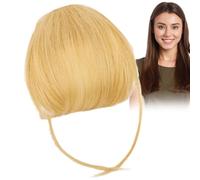 Human Hair Clip On Bangs - Smooth Natural Shade Fringe, Neat Full Bang Add-On, Premium Real Hairpiece | Fashionable Extension Offering Simple With Quick Transform Scenario For Girls Women Grooming Use