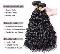 Human Hair Extension Bundles de vague d'eau avec fermeture Bundles malaisiens de tissage de cheveux humains avec fermeture Extensions de cheveux 4 Bundles avec fermeture Extension Cheveux (Size : 16
