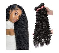 Human Hair Extension Peruvien Deep Wave Human Heum 3 Poules profonds Coiffes bouclées cheveux humains tisser les faisceaux non transformés en paquets de cheveux humains péruviens Extensions Couleur na