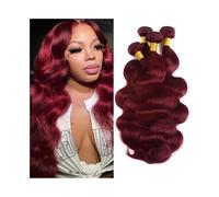 Human Hair Extensions de cheveux brésiliens Remy Body Wave, 16 à 30 pouces, couleur bordeaux 99J, for femmes, 1/3 de trame Hair Extensions(24 26 28)