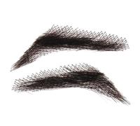 Human Hair False Eyebrows | Real Hair, Black, 1 Pair | Hand-Tied 3D Natural Look Prosthetic Brows | For Women Men Cosplay, Invisible Daily Makeup Accessory