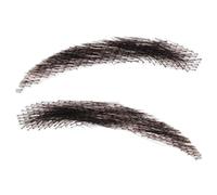 Human Hair False Eyebrows | Real Hair, Black, 1 Pair | Hand-Tied 3D Natural Look Prosthetic Brows | For Women Men Cosplay, Invisible Daily Makeup Accessory