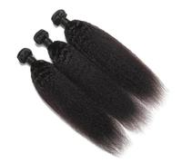 Human Hair Kinky Yaki Straight Bundles， Human Hair Unprocessed Virgin Full and Thick, Silky Soft, No Shedding, No Smell, No Tangle Hair Extensions(28inch x1)