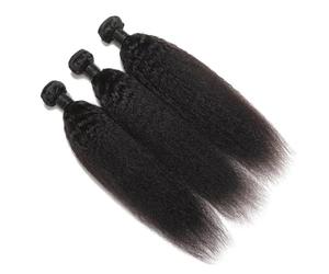 Human Hair Kinky Yaki Straight Bundles， Human Hair Unprocessed Virgin Full and Thick, Silky Soft, No Shedding, No Smell, No Tangle Hair Extensions(32inch x1)