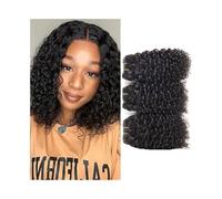 Human Hair Lot de 3 extensions de cheveux brésiliens vierges bouclés afro, courts et crépus, couleur naturelle, 20 cm, for femmes noires Hair Extensions