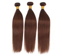Human Hair Paquets de cheveux humains droits brun clair 10-32 pouces Extensions de cheveux humains for les femmes noires 3 paquets Hair Extensions(24 26 28)