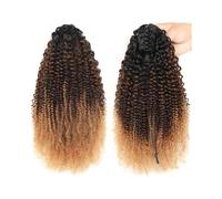 Human Hair Ponytail Extensions Claw Afro curly Clip Hairpiece One Piece Pony Tails for Women Pour un usage quotidien(T1B/4/27,10“)