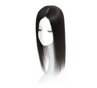 Human Hair Toppers,HairPieces for Women with ThinningHair Middle Part Clip in Base 360° 3D Cover(Natural Black-15x17 cm,12 inch)