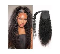 Human Hair Wrap Around Ponytail Extensions Kinky Curly Brazilian Virgin Hair Pieces for Black Women(8inches)