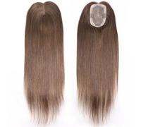 Human Thinning Hairs for Women No Bangs 3x5 Inch Monofilament Large Bases Clip In Topper Wiglets Top Hair Pieces 16 Inch Postiche Cheveux Femme(Medium Brown)