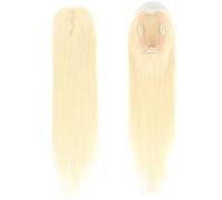 Human Thinning Hairs for Women No Bangs 3x5 Inch Monofilament Large Bases Clip In Topper Wiglets Top Hair Pieces 16 Inch Postiche Cheveux Femme(Bleach Blonde)
